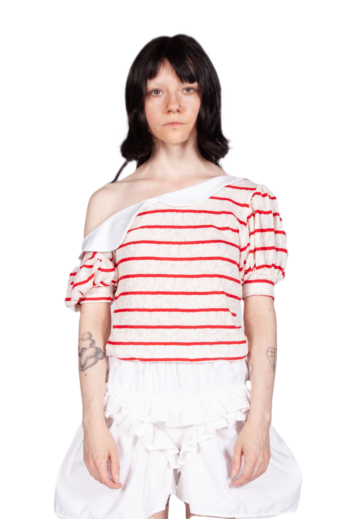 Lopsided Top in Red Stripe