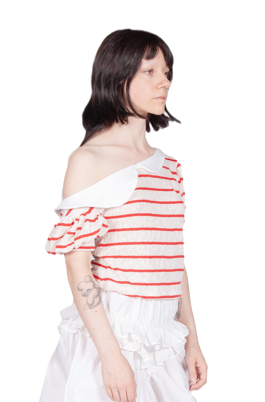 Lopsided Top in Red Stripe