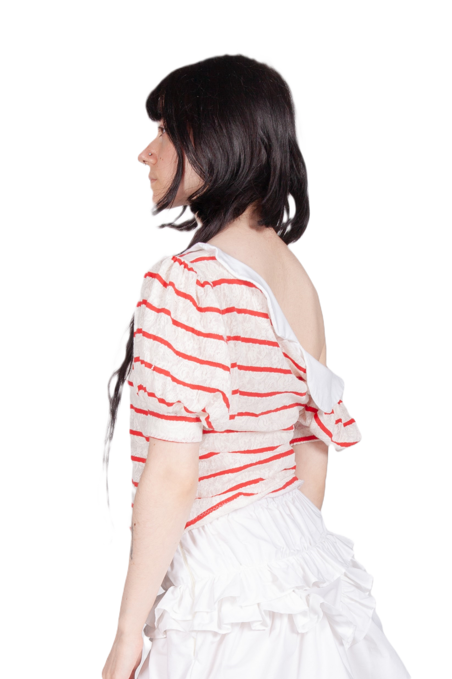 Lopsided Top in Red Stripe